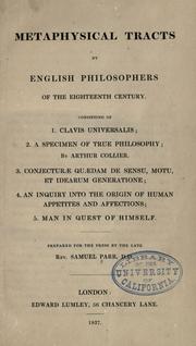 Cover of: Metaphysical tracts by English philosophers of the eighteenth century by Samuel Parr