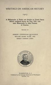 Cover of: Writings on American history, 1903. by McLaughlin, Andrew Cunningham
