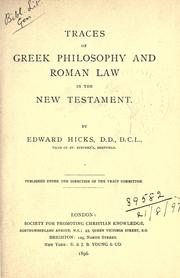 Cover of: Traces of Greek philosophy and Roman law in the New Testament.