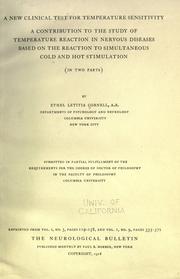 Cover of: A new clinical test for temperature sensitivity by Ethel Letitia Cornell