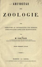 Cover of: Grundz©·uge der Zoologie. by Carl Friedrich Wilhelm Claus