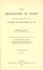 Cover of: philosophy of right, with special reference to the principles and development of law.