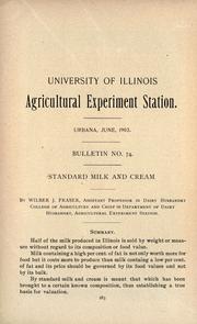 Cover of: Standard milk and cream