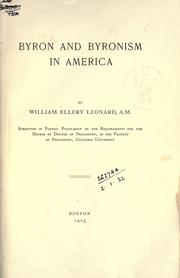 Cover of: Byron and Byronism in America