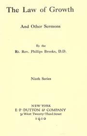 Cover of: The law of growth by Phillips Brooks