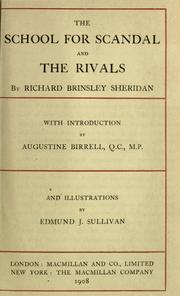 Cover of: The school for scandal and The rivals by Richard Brinsley Sheridan