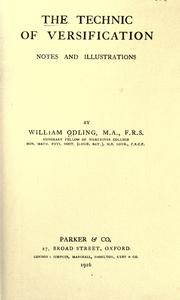 Cover of: The technic of versification by William Odling