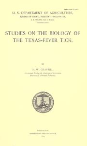 Cover of: Studies on the biology of the Texas-fever tick