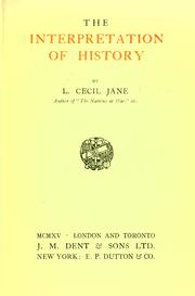 Cover of: The interpretation of history by Lionel Cecil Jane