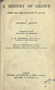 Cover of: A history of Greece from the time of Solon to 403 B.C.: Condensed and edited with notes and appendices by J.M. Mitchell and M.O.B. Caspari.