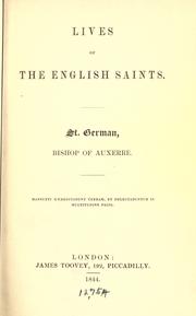 Cover of: St. German, Bishop of Auxerre by Walker, John.