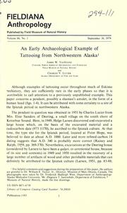 Cover of: An early archaeological example of tattooing from northwestern Alaska by James W. VanStone