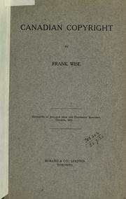 Cover of: Canadian copyright. by Wise, Frank
