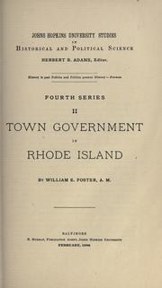 Cover of: Town government in Rhode Island