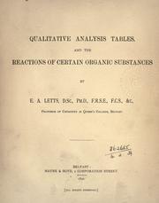 Qualitative analysis tables by Letts, Edmund Albert