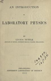 Cover of: An introduction to laboratory physics.