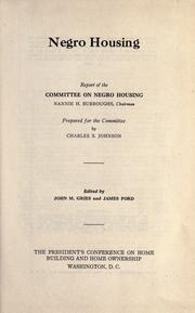Negro housing by President's Conference on Home Building and Home Ownership (1931 Washington, D.C.)
