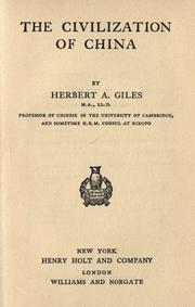 Cover of: The civilization of China by Herbert Allen Giles, Herbert Allen Giles