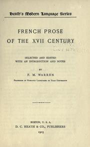 Cover of: French prose of the XVII century