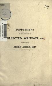 Cover of: Supplement to the volume of collected writings, etc.
