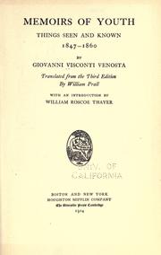 Cover of: Memoirs of youth by Giovanni Visconti Venosta