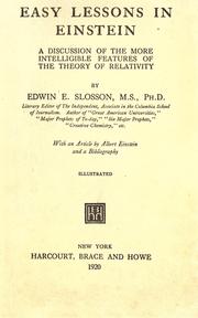 Cover of: Easy lessons in Einstein by Slosson, Edwin Emery