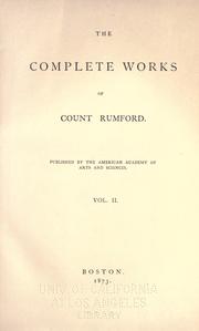Cover of: The complete works of Count Rumford.
