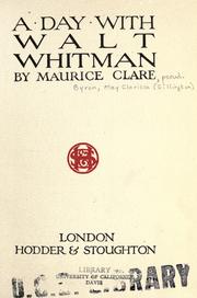 Cover of: A day with Walt Whitman by Byron, May Clarissa Gillington