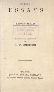 Cover of: Essays. by Ralph Waldo Emerson