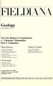 The ear region in Xenarthrans ( = Edentata: Mammalia) by Patterson, Bryan