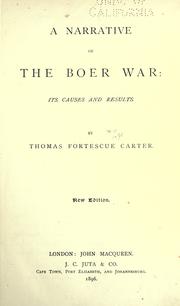 Cover of: A narrative of the Boer war by Carter, Thomas Fortescue.