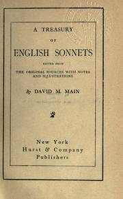 Cover of: A treasury of English sonnets by David M. Main