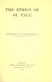 Cover of: The ethics of St. Paul