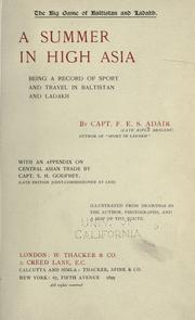 Cover of: The big game of Baltistan and Ladakh. by Adair, Frederick Edward Shafto Sir, 4th Baron