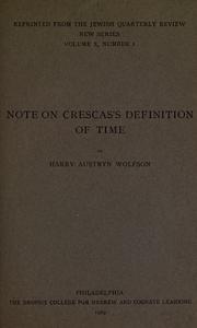 Note on Crescas' definition of time by Harry Austryn Wolfson