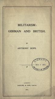 Cover of: Militarism by Anthony Hope