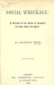 Cover of: Social wreckage: a review of the laws of England as they affect the poor