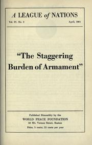 Cover of: staggering burden of armament" ...