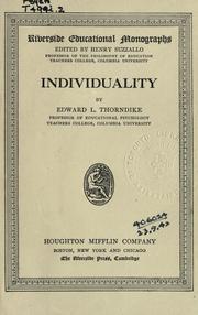 Cover of: Individuality by Edward L. Thorndike
