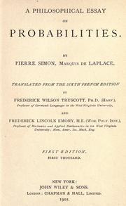 Cover of: A philosophical essay on probabilities by Pierre Simon marquis de Laplace