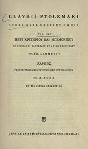 Cover of: Claudii Ptolemaei Opera quae exstant omnia by Ptolemy