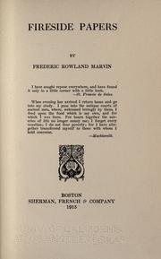 Fireside papers by Marvin, Frederic Rowland