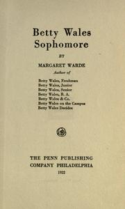 Cover of: Betty Wales, Sophomore by Margaret Warde
