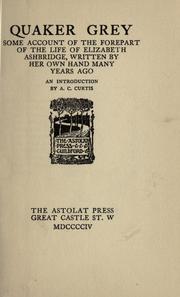 Cover of: Some account of the forepart of the life of Elizabeth Ashbridge.