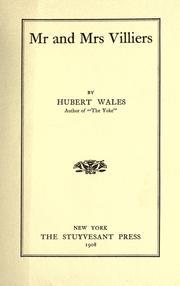 Cover of: Mr. and Mrs. Villiers by Hubert Wales, Hubert Wales