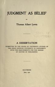 Cover of: Judgment as belief.