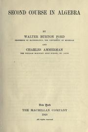 Cover of: Second course in algebra by Walter Burton Ford