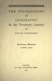 Cover of: The foundations of geography in the twentieth century by Franz Schrader, Franz Schrader