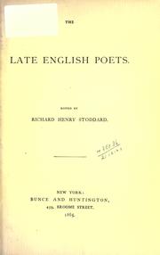 Cover of: The late English poets. by Richard Henry Stoddard