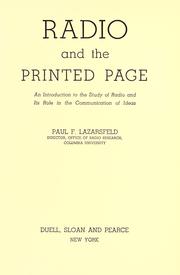 Radio and the printed page by Paul Felix Lazarsfeld